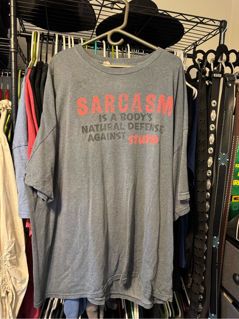 Sarcasm Graphic Tee - Men's Gray Printed Shirt